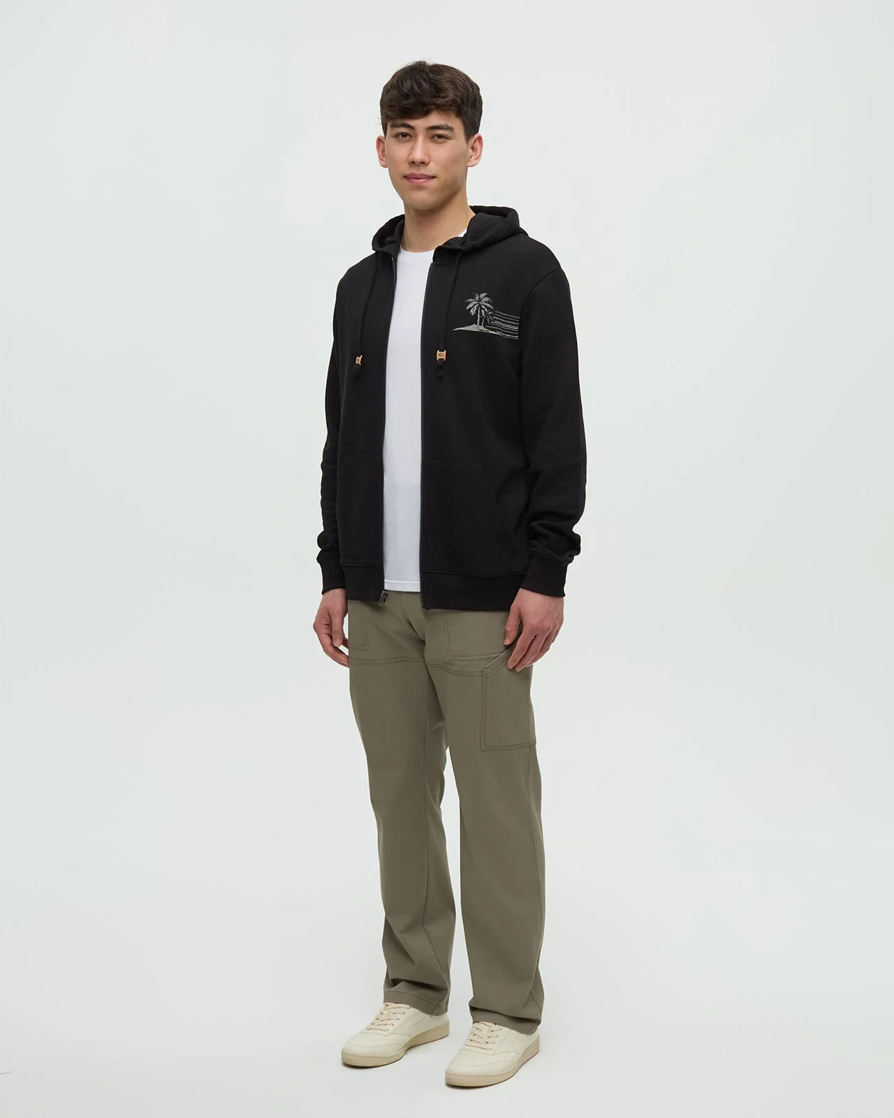 Haiti Striped Palm Zip Hoodie - Image 2