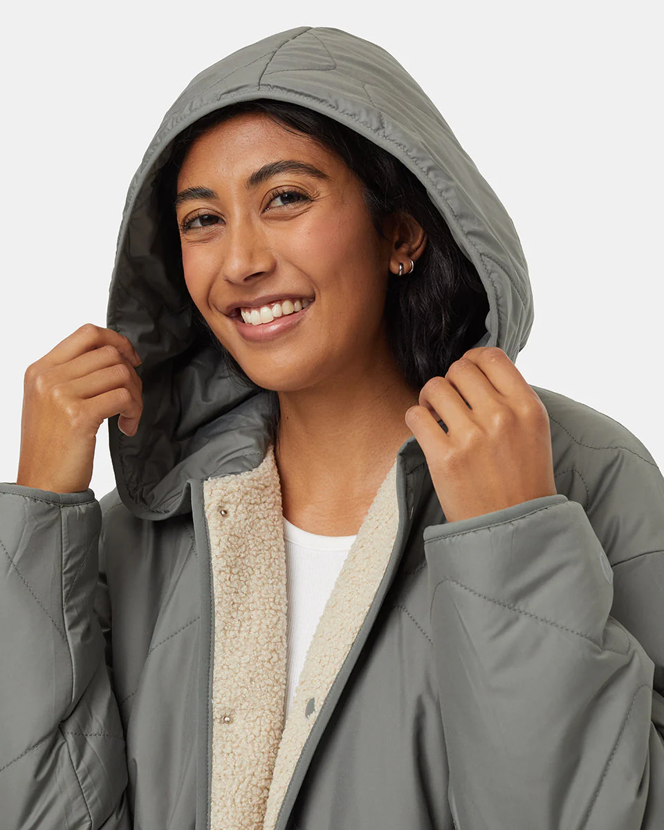 Recycled Boucle Reversible Long Jacket - Image 5