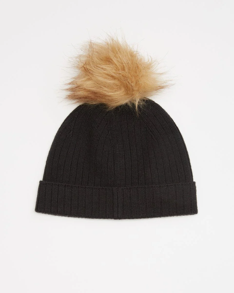 Wool Faux Fur Pom Beanie - Image 2